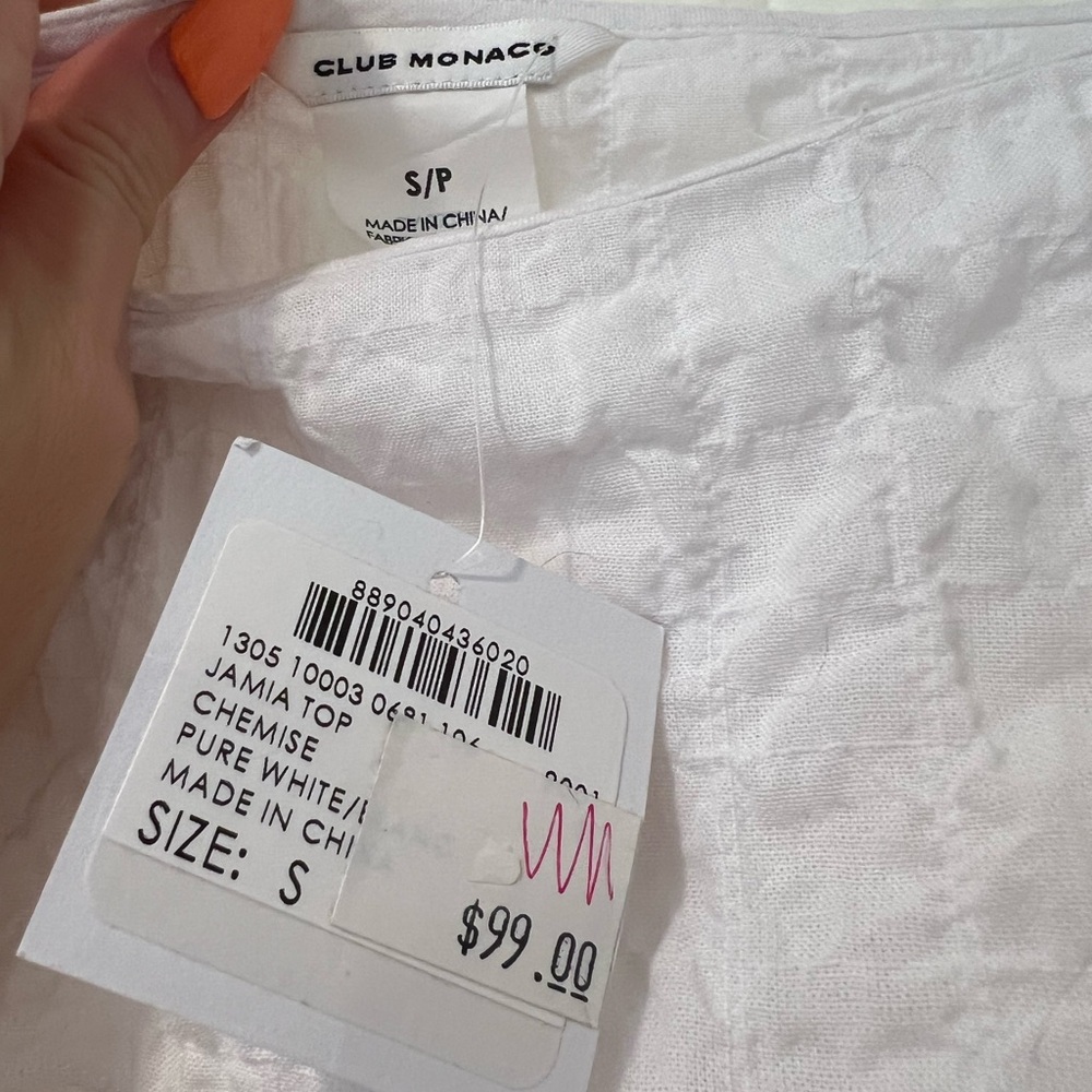 Club Monaco White Ruffle Blouse - Picture 2 of 4